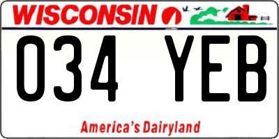 WI license plate 034YEB