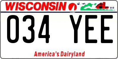 WI license plate 034YEE