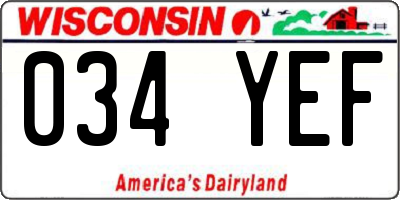 WI license plate 034YEF