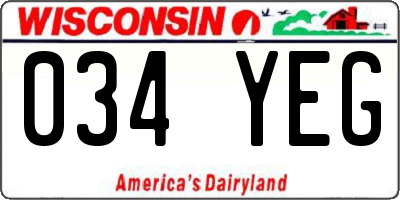WI license plate 034YEG