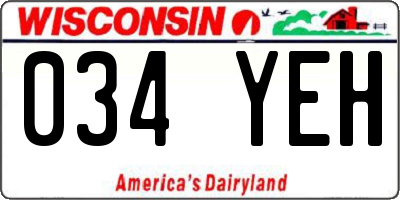WI license plate 034YEH