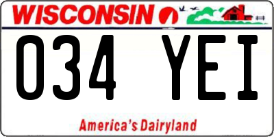 WI license plate 034YEI