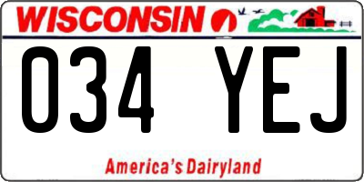 WI license plate 034YEJ