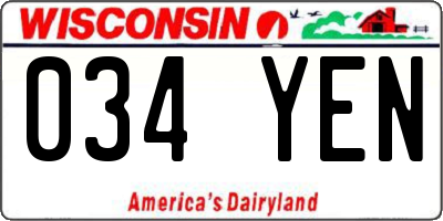 WI license plate 034YEN