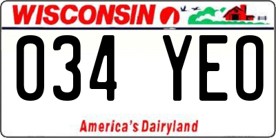 WI license plate 034YEO