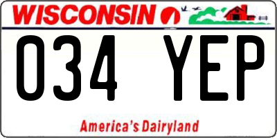 WI license plate 034YEP