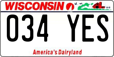 WI license plate 034YES