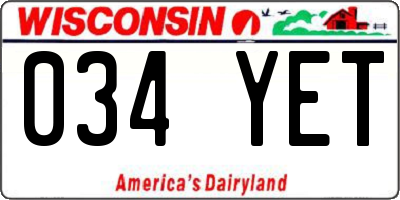WI license plate 034YET