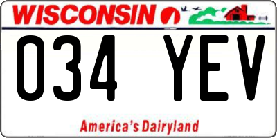 WI license plate 034YEV