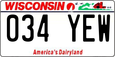 WI license plate 034YEW