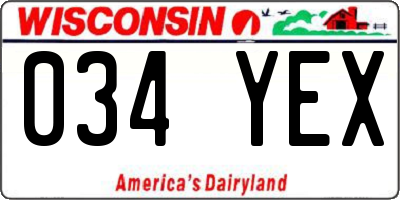 WI license plate 034YEX