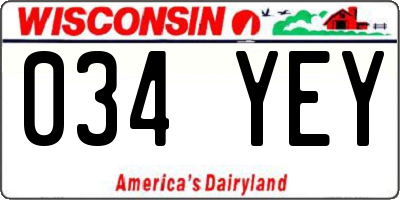 WI license plate 034YEY