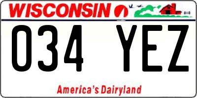 WI license plate 034YEZ