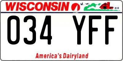 WI license plate 034YFF