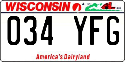 WI license plate 034YFG