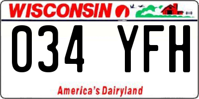 WI license plate 034YFH