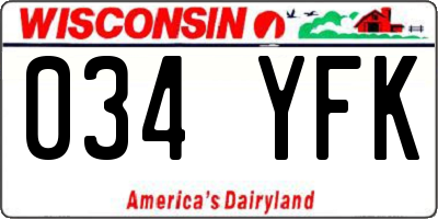 WI license plate 034YFK