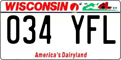 WI license plate 034YFL