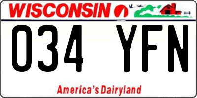 WI license plate 034YFN