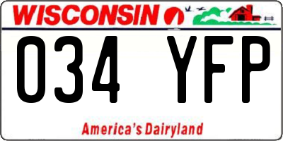 WI license plate 034YFP