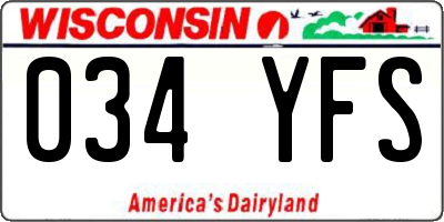 WI license plate 034YFS
