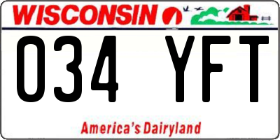 WI license plate 034YFT