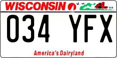 WI license plate 034YFX