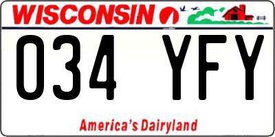 WI license plate 034YFY
