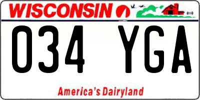 WI license plate 034YGA