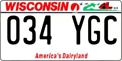 WI license plate 034YGC
