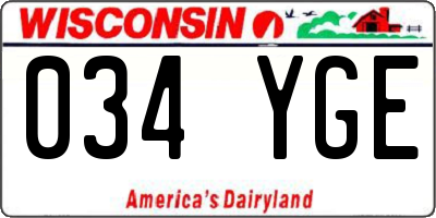 WI license plate 034YGE