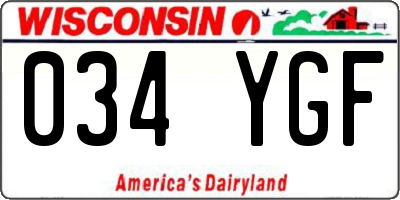 WI license plate 034YGF