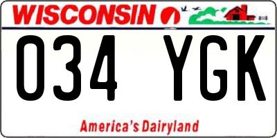 WI license plate 034YGK