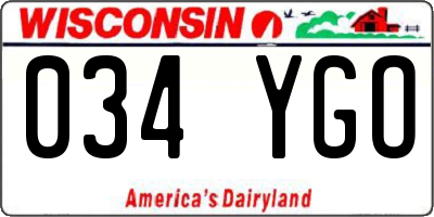 WI license plate 034YGO