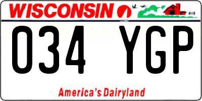WI license plate 034YGP