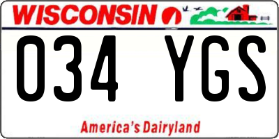 WI license plate 034YGS
