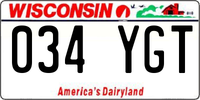 WI license plate 034YGT