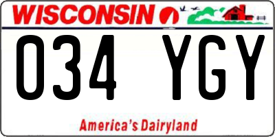 WI license plate 034YGY