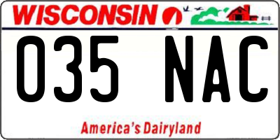 WI license plate 035NAC