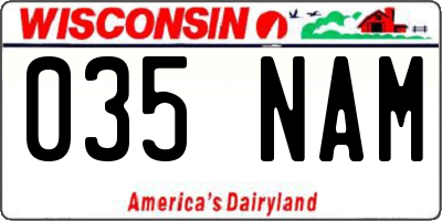 WI license plate 035NAM