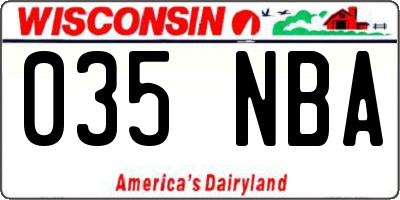 WI license plate 035NBA