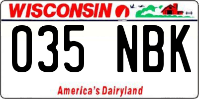 WI license plate 035NBK