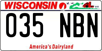 WI license plate 035NBN