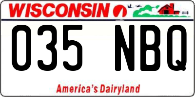 WI license plate 035NBQ