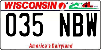WI license plate 035NBW