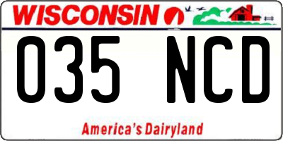 WI license plate 035NCD