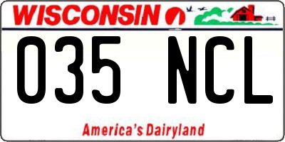 WI license plate 035NCL