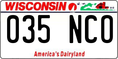 WI license plate 035NCO