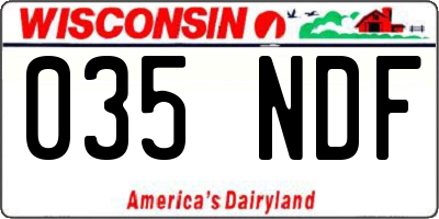 WI license plate 035NDF