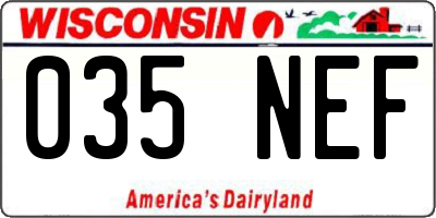 WI license plate 035NEF